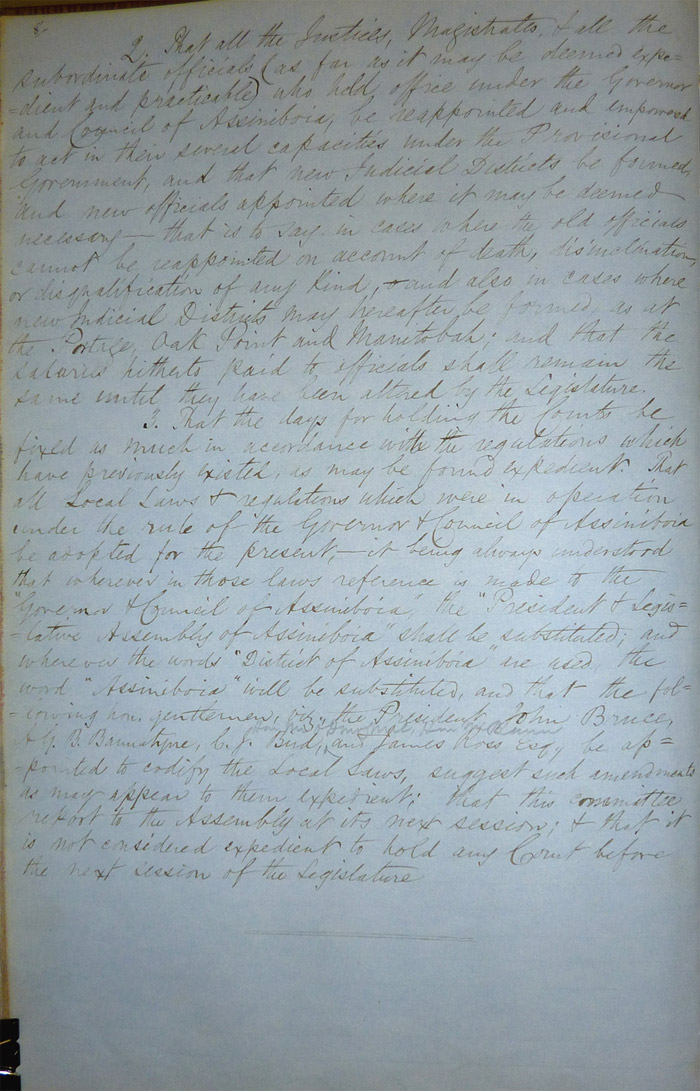 Journal de la session de l’Assemblée législative d’Assiniboia, page 8