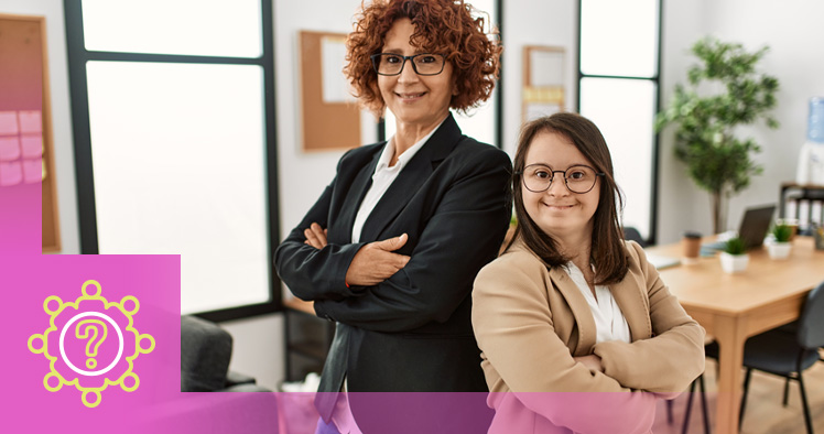 Group of two people working at an office