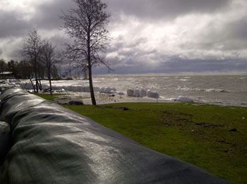 Super sandbags and Geotubes installed at Laurentia Beach  October 2014