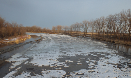 Ice jam monitoring at PR 430 Bridge, April 23, 2014