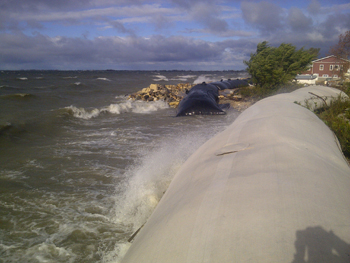 Geotubes located at Twin Beaches, Lake Manitoba, photo taken October 2014