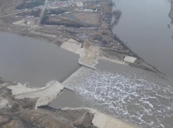 Floodway outlet structure north of Winnipeg