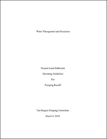 Pasquia Review is a review of the operating guidelines  to develop a sustainable plan for future drainage and pumping in the Pasquia  Area Land Settlement